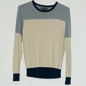J. Crew Men's Colorblock Sweater - Gray and Cream Sz S